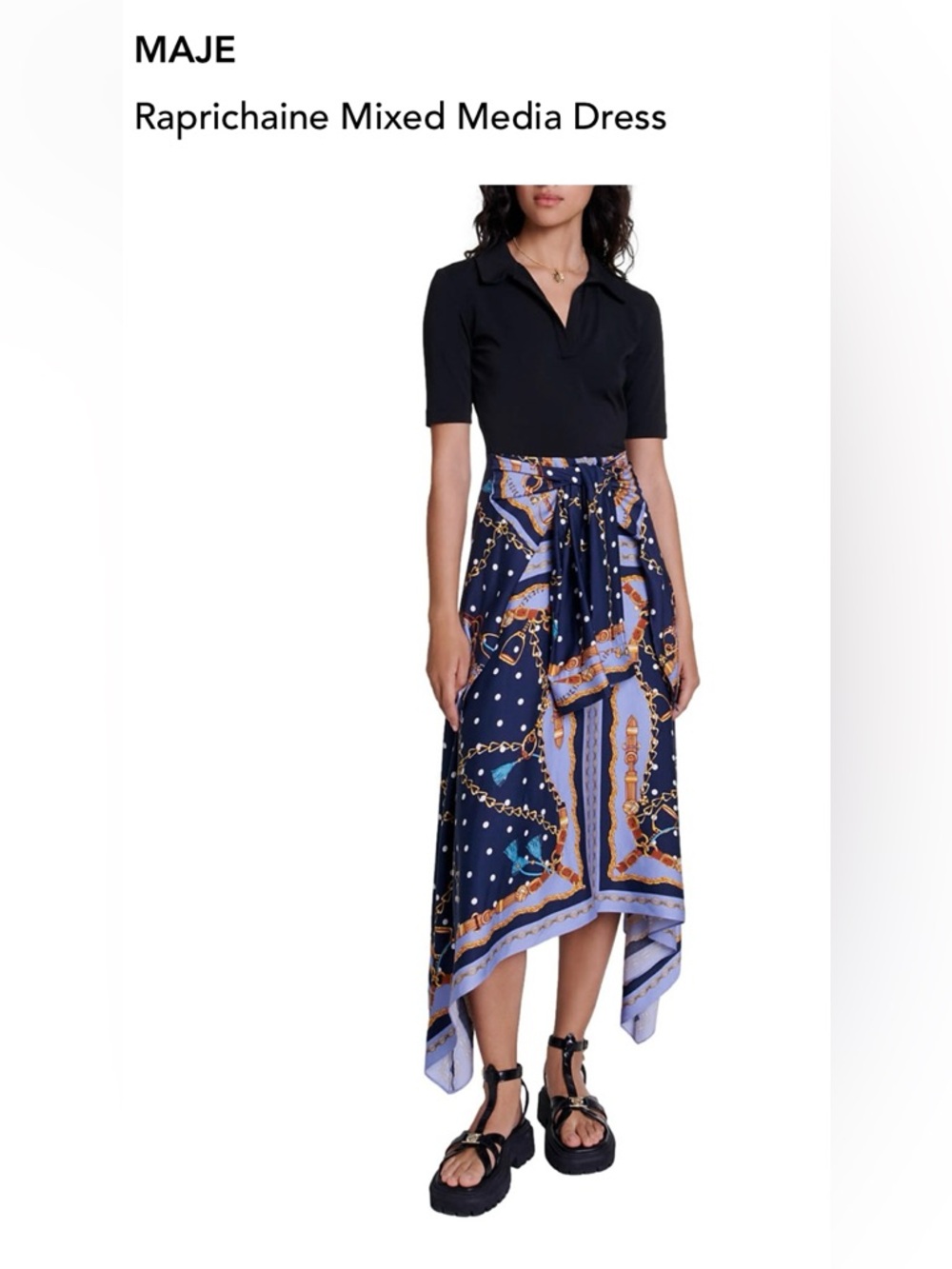 MAJE Raprichaine Mixed-Media dress